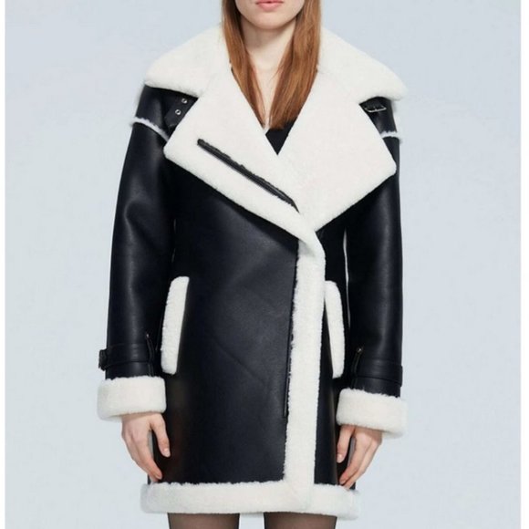 luxury PU leather fuzzy coat contemporary warm streetwear - Picture 1 of 8